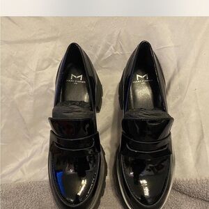 Marc Fisher Latika Lug Sole Black Patent Loafers